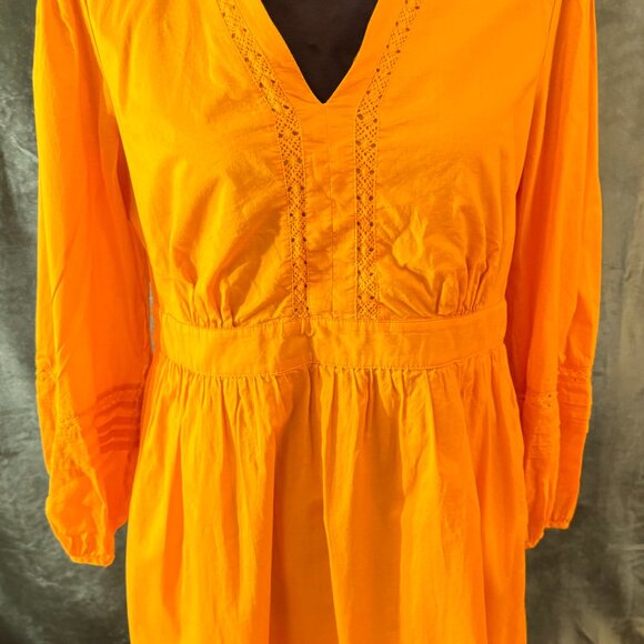 J. Crew Gold Boho Peasant Long Sleeve Midi Dress-Small - Picture 3 of 3